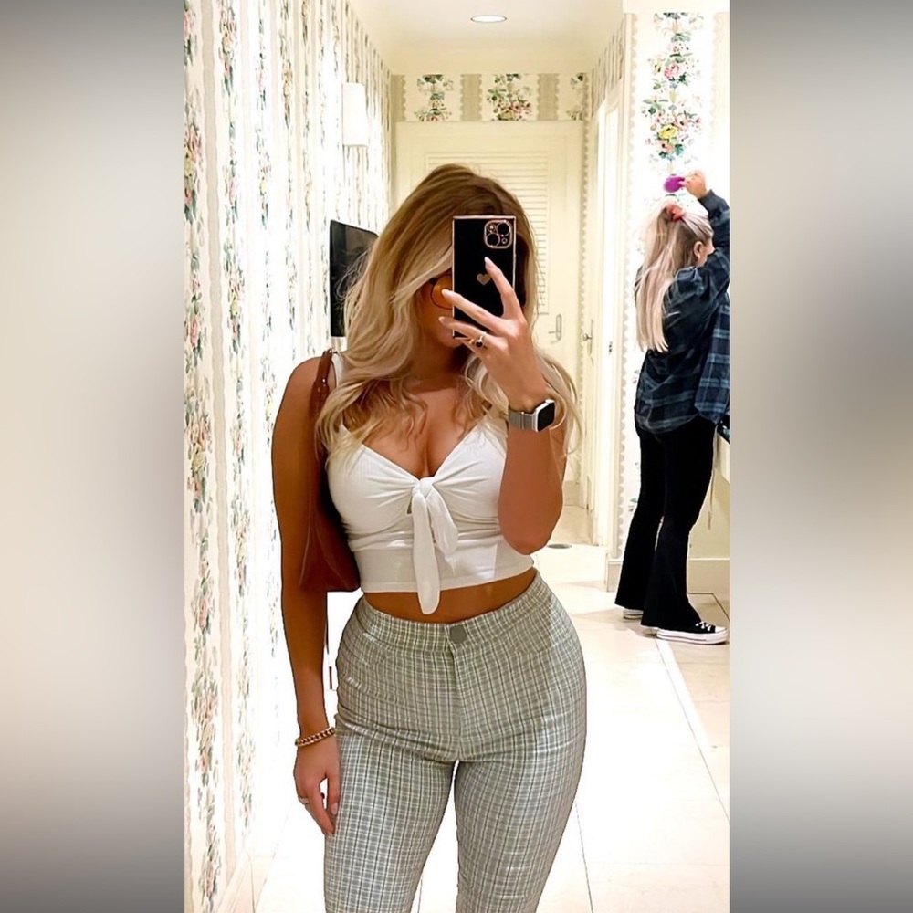 Zara light green plaid pants